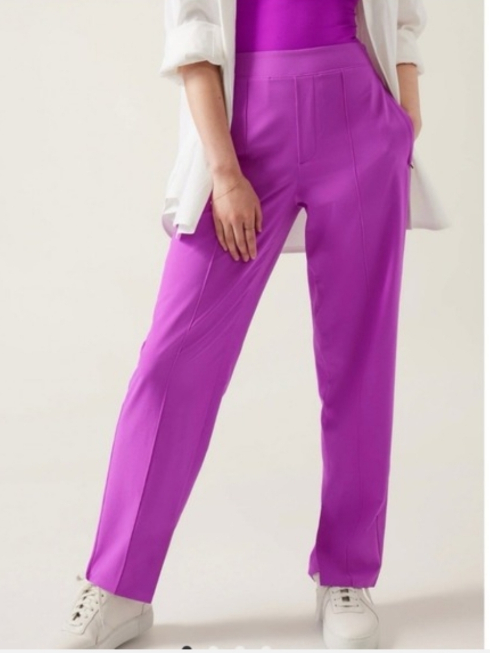 Athleta Women's Vienna Slim High-Waist Tailored Trousers in Jazzy Purple Size 12